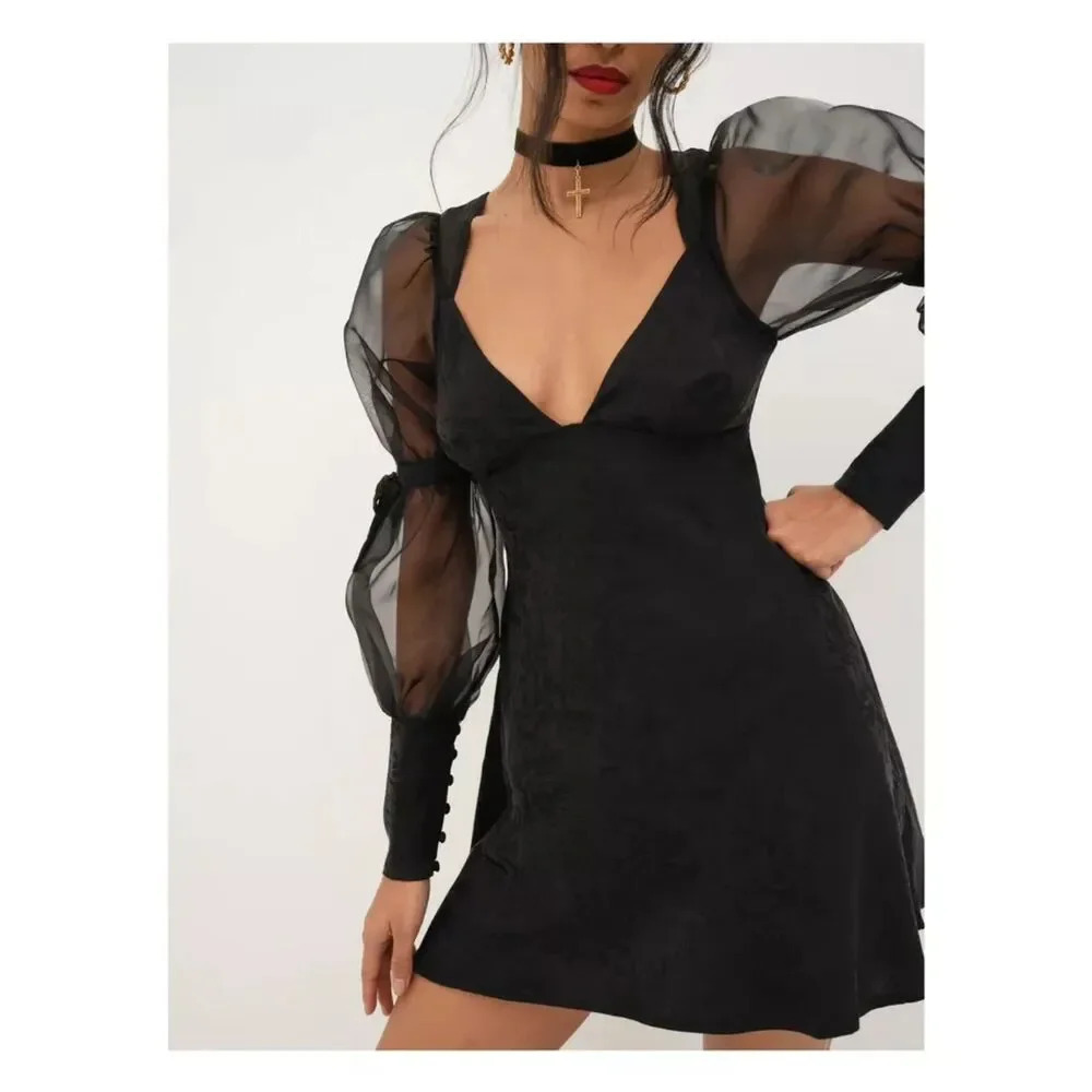 For Love & Lemons Gabrielle Puff Sleeve Mini Dress - Picture 3 of 15